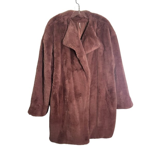 NWT Vintage Free People Luxurious Faux Fur Coat, Pink/Mauve, Size XS/S
